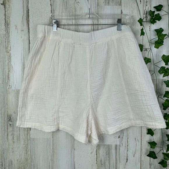 Madewell easy pull on short lightspun in cream beige XL - Picture 2 of 5